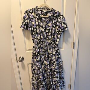 Floral Dress in Black and Purple